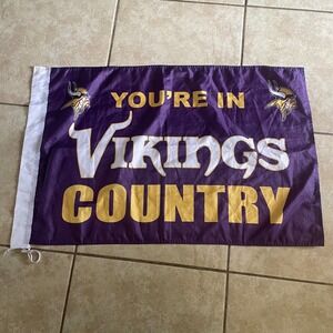 VTG Minnesota Vikings Flag You're In Vikings Country Purple Gold Banner 36"x23"